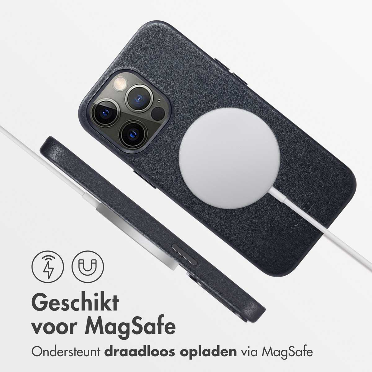 Accezz MagSafe Leather Backcover Apple iPhone 13 Pro - Onyx Black