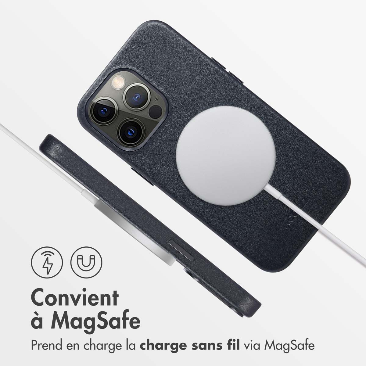 Accezz MagSafe Leather Backcover Apple iPhone 13 Pro - Onyx Black