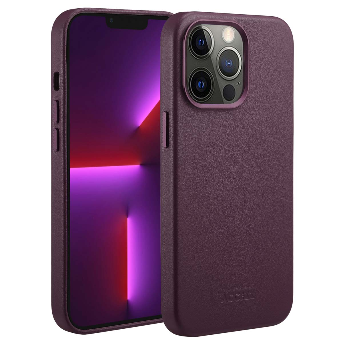Accezz MagSafe Leather Backcover Apple iPhone 13 Pro - Heath Purple