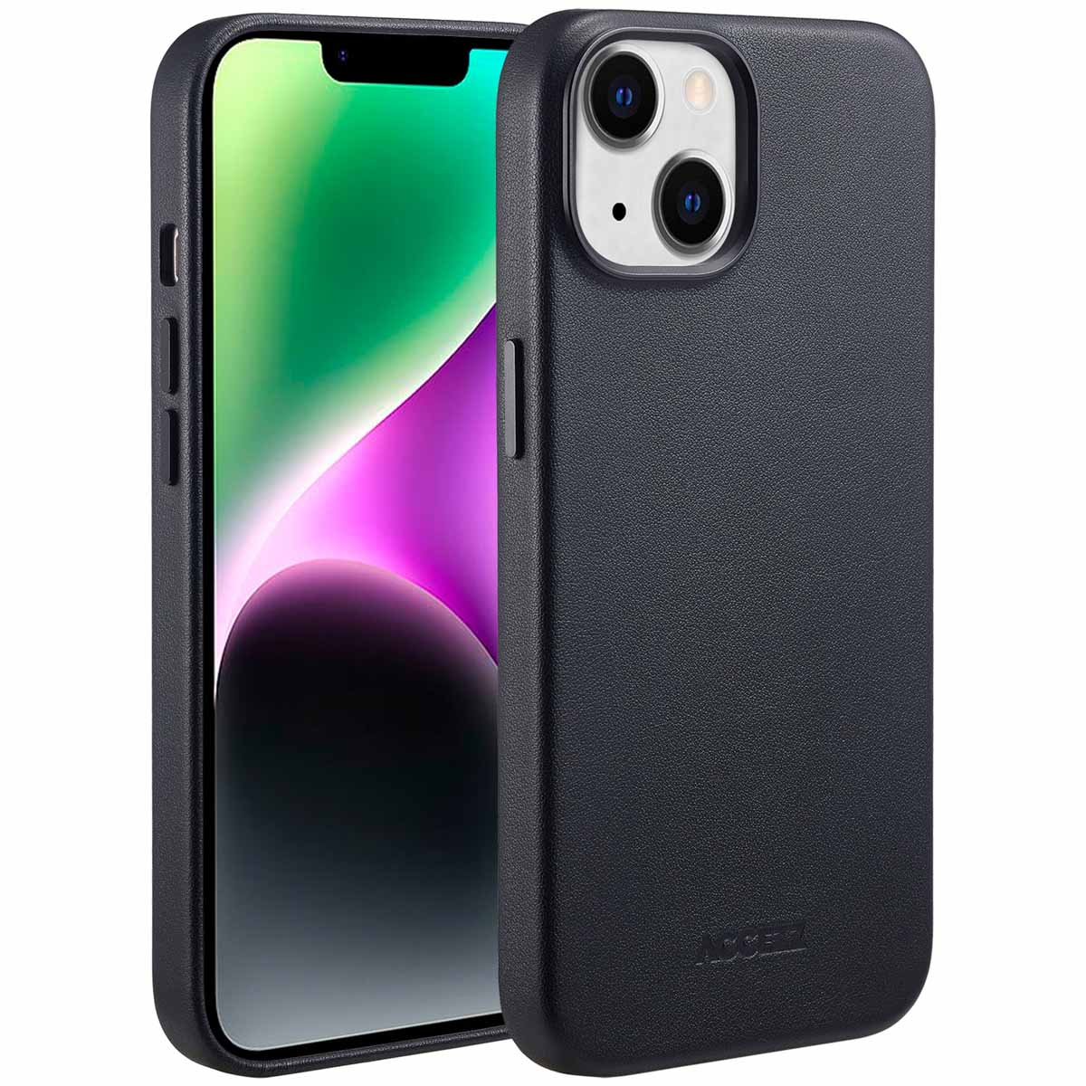 Accezz MagSafe Leather Backcover Apple iPhone 14 - Onyx Black