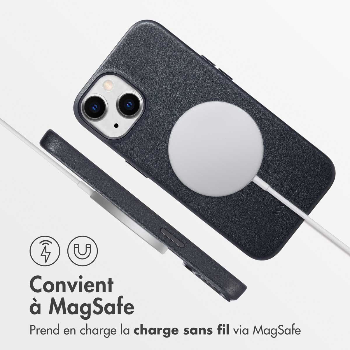 Accezz MagSafe Leather Backcover Apple iPhone 14 - Onyx Black