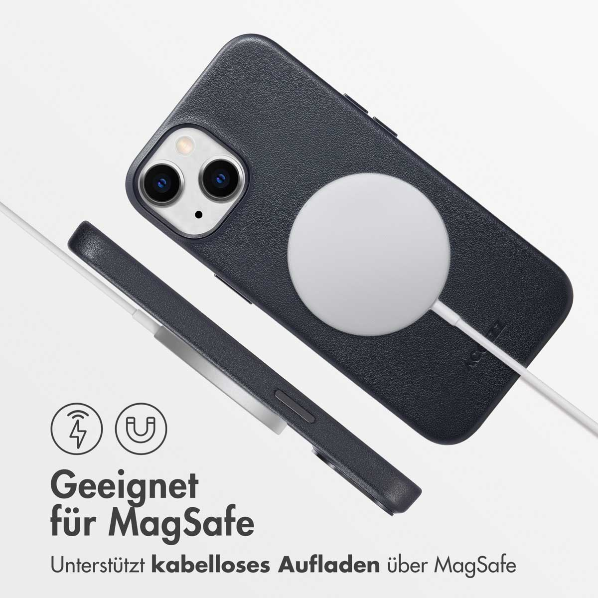 Accezz MagSafe Leather Backcover Apple iPhone 14 - Onyx Black