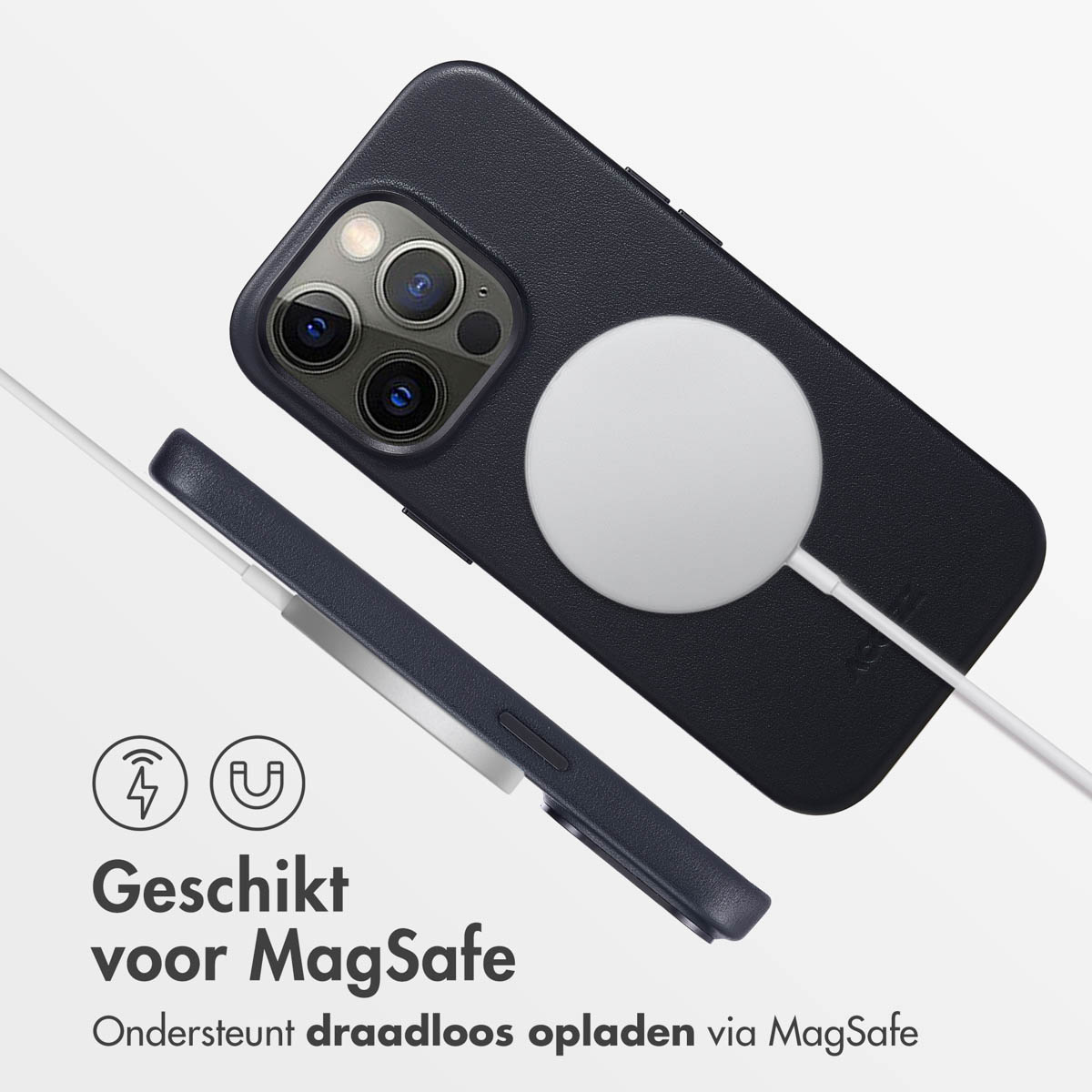 Accezz MagSafe Leather Backcover Apple iPhone 14 Pro - Onyx Black