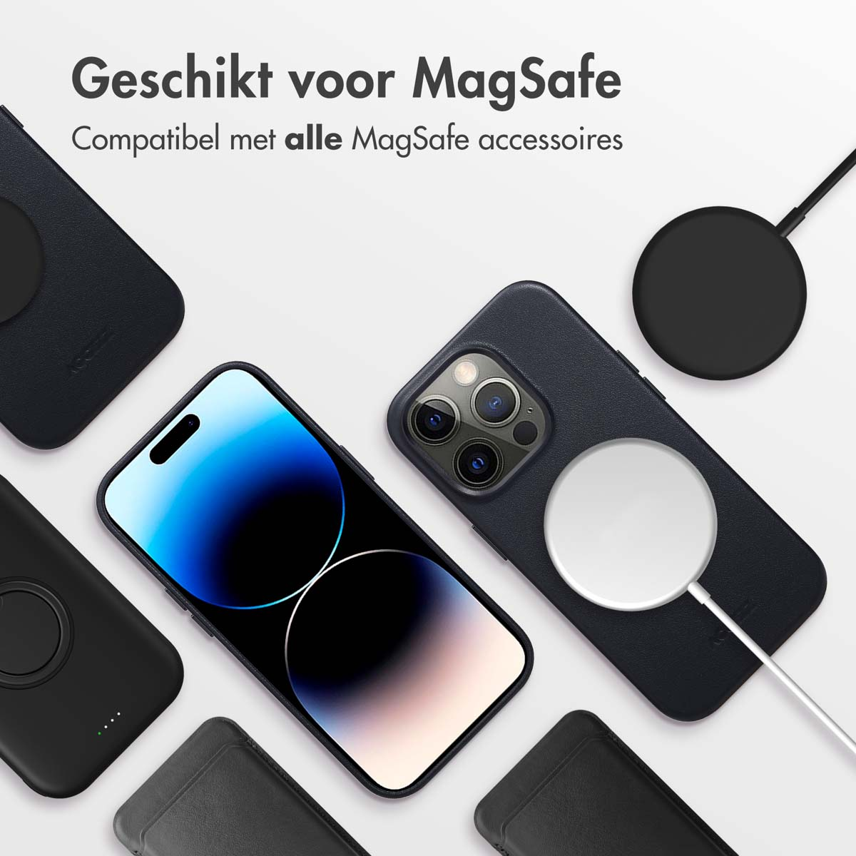 Accezz MagSafe Leather Backcover Apple iPhone 14 Pro - Onyx Black
