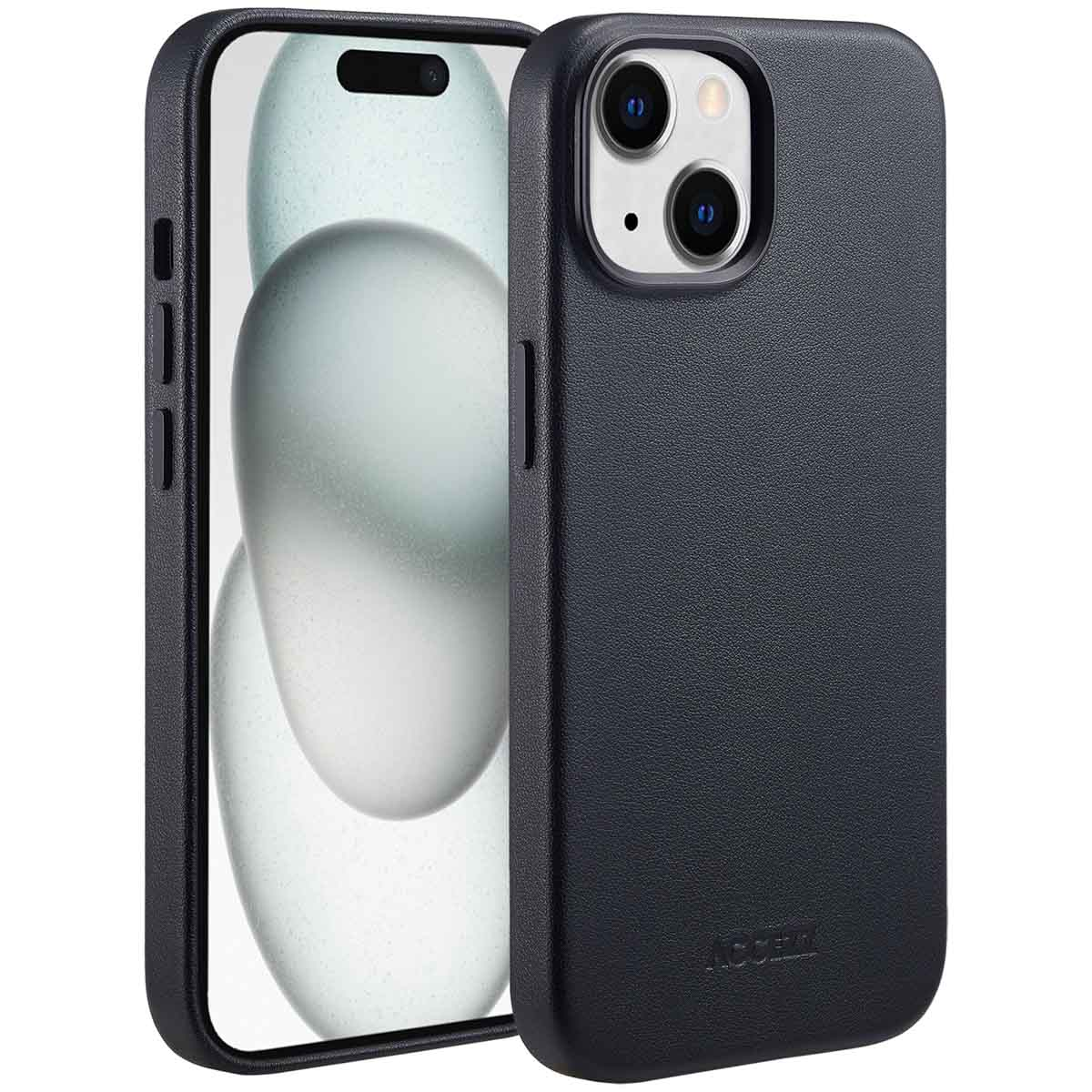 Accezz MagSafe Leather Backcover Apple iPhone 15 - Onyx Black