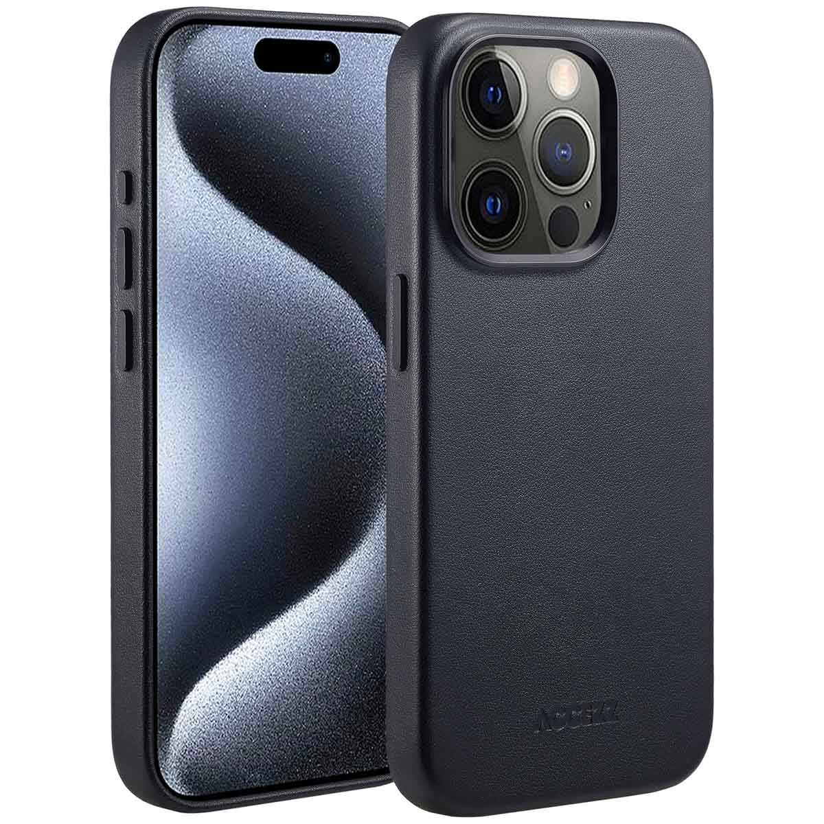 Accezz MagSafe Leather Backcover Apple iPhone 15 Pro - Onyx Black