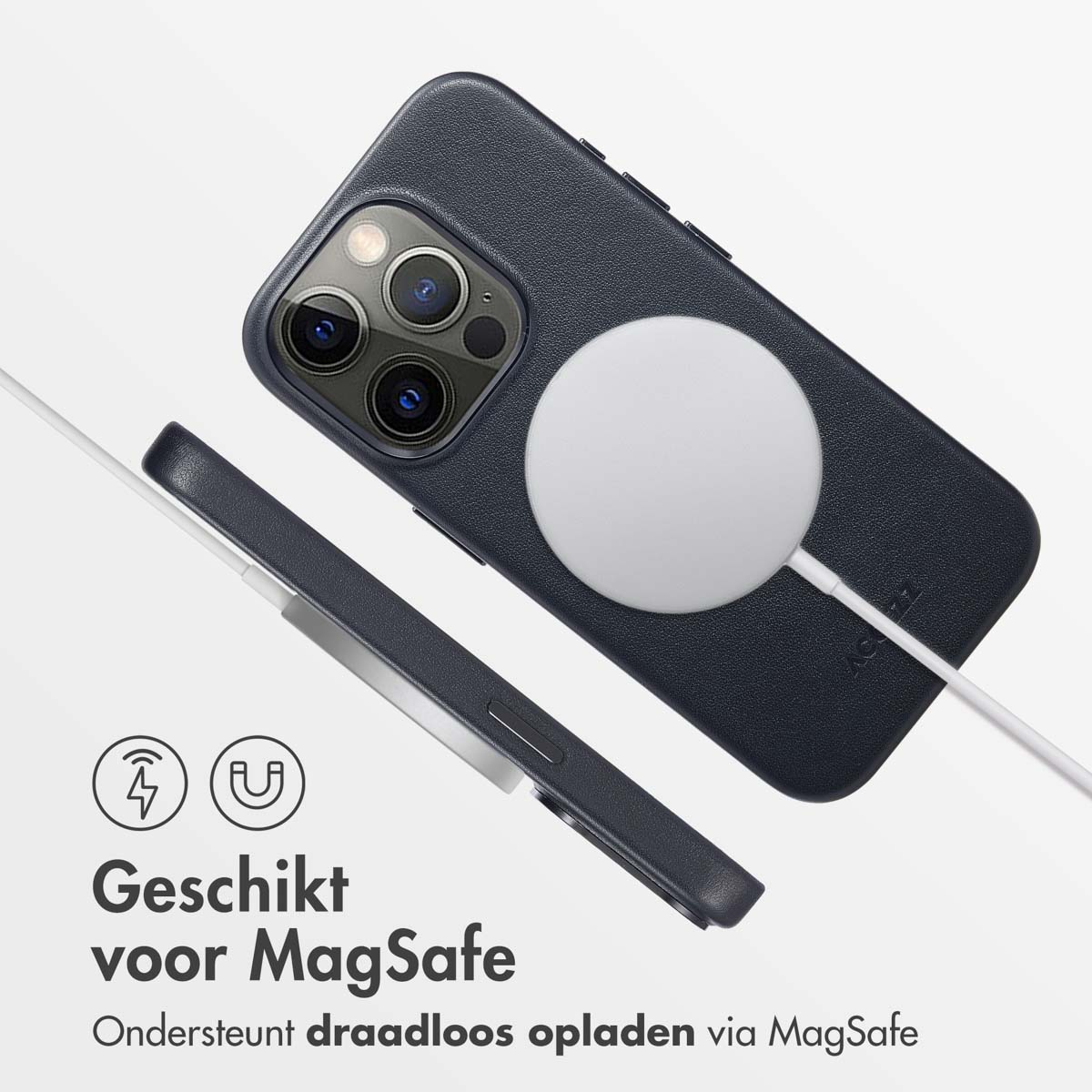 Accezz MagSafe Leather Backcover Apple iPhone 15 Pro - Onyx Black