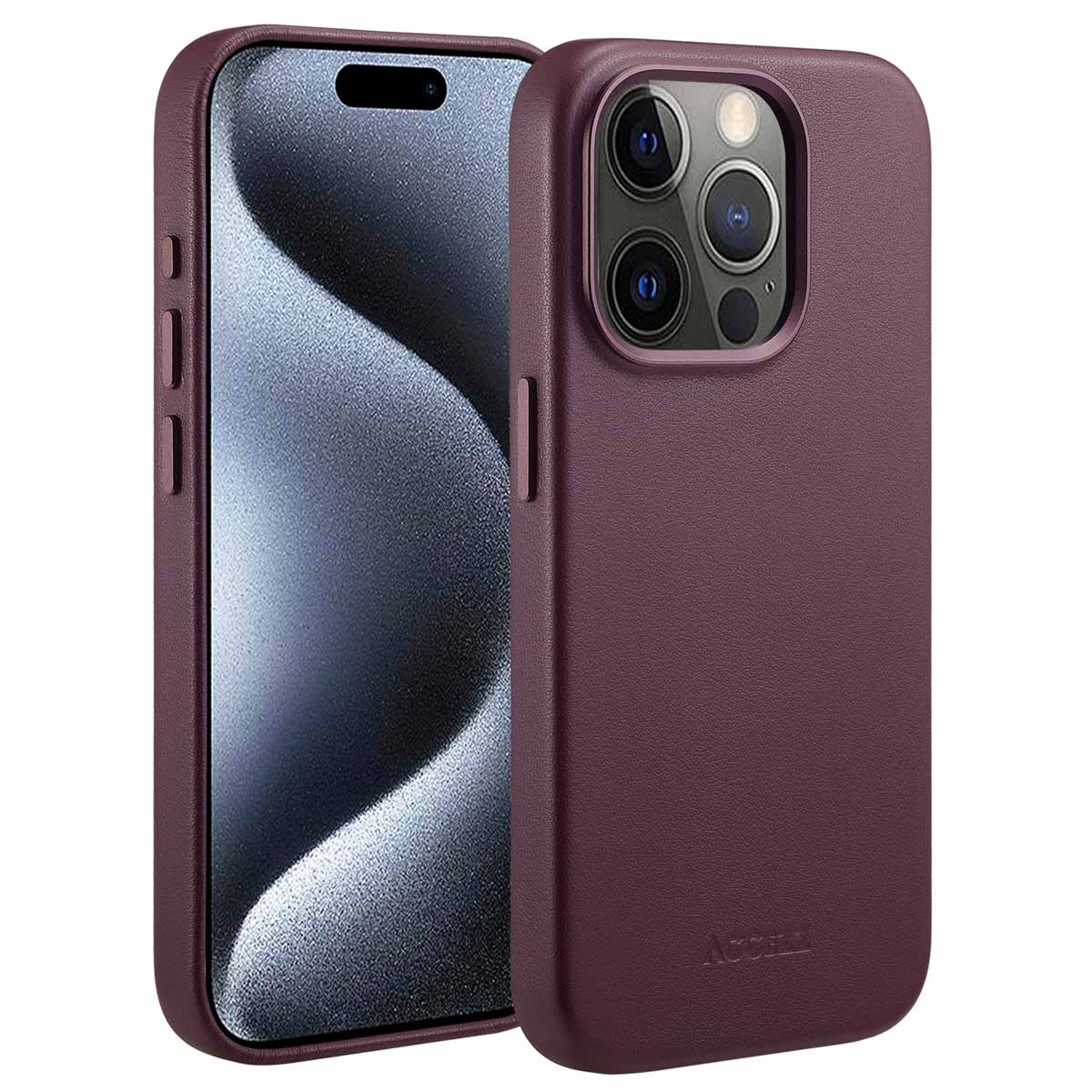 Accezz MagSafe Leather Backcover Apple iPhone 15 Pro - Heath Purple