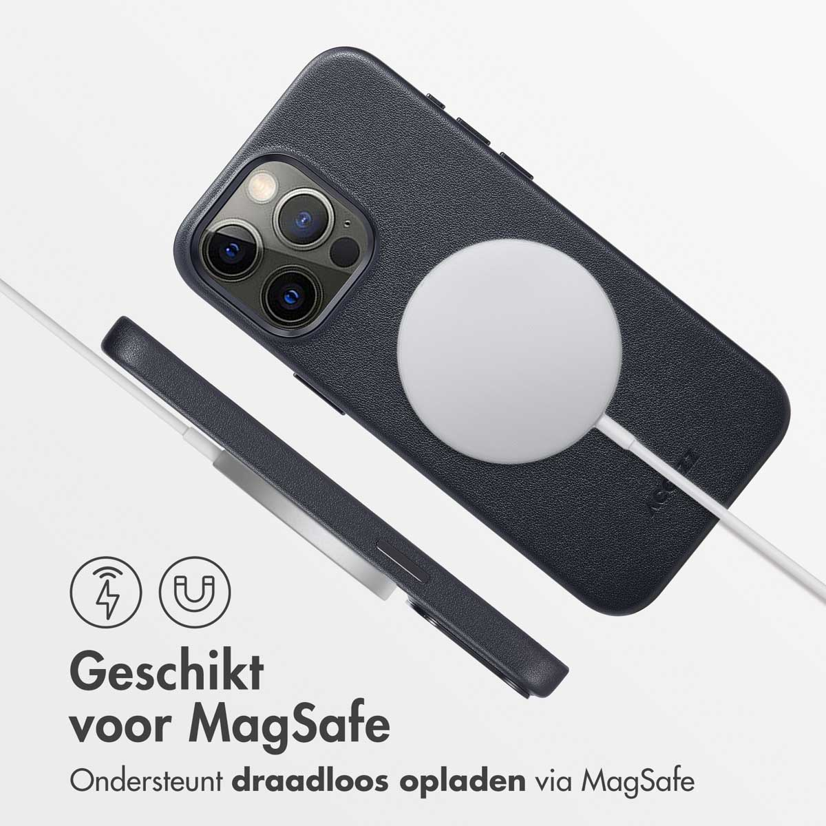 Accezz MagSafe Leather Backcover Apple iPhone 15 Pro Max - Onyx Black