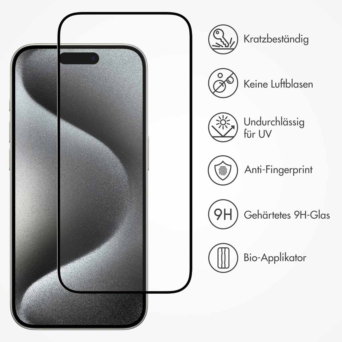 Accezz Gehard Glas Full Cover Screenprotector met applicator Apple iPhone 15 - Transparant