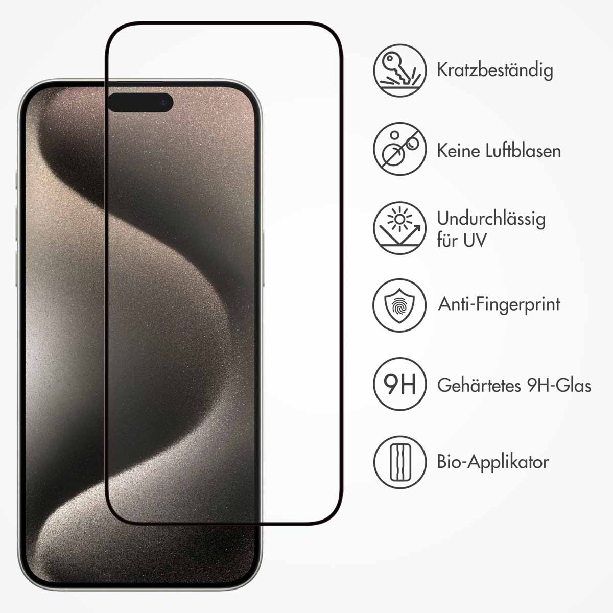 Accezz Gehard Glas Full Cover Screenprotector met applicator Apple iPhone 15 Pro - Transparant