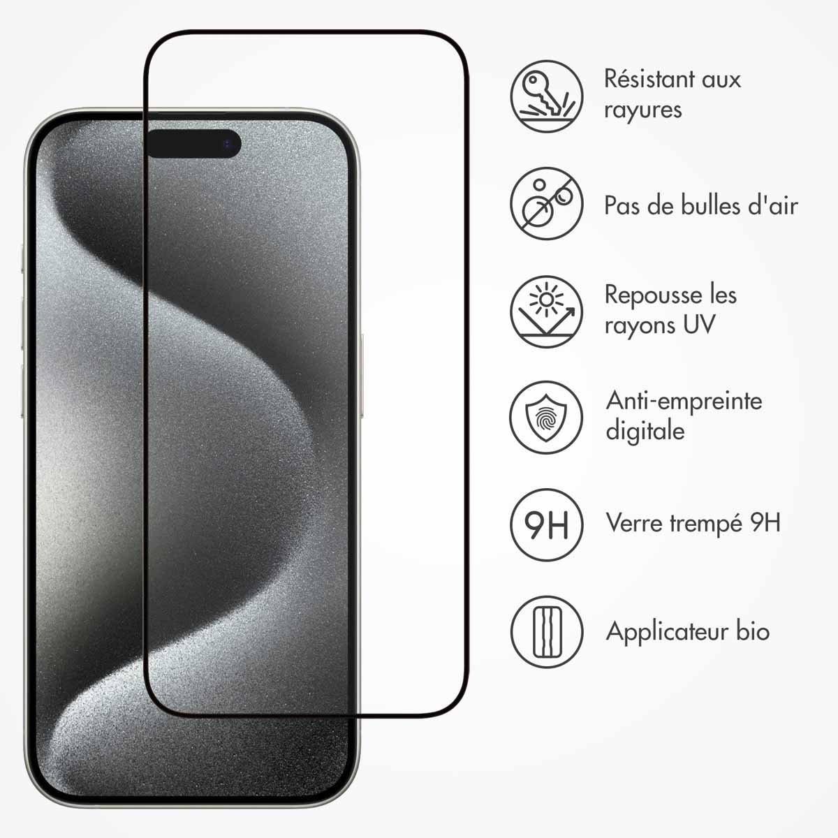 Accezz Gehard Glas Full Cover Screenprotector met applicator Apple iPhone 15 Pro Max - Transparant