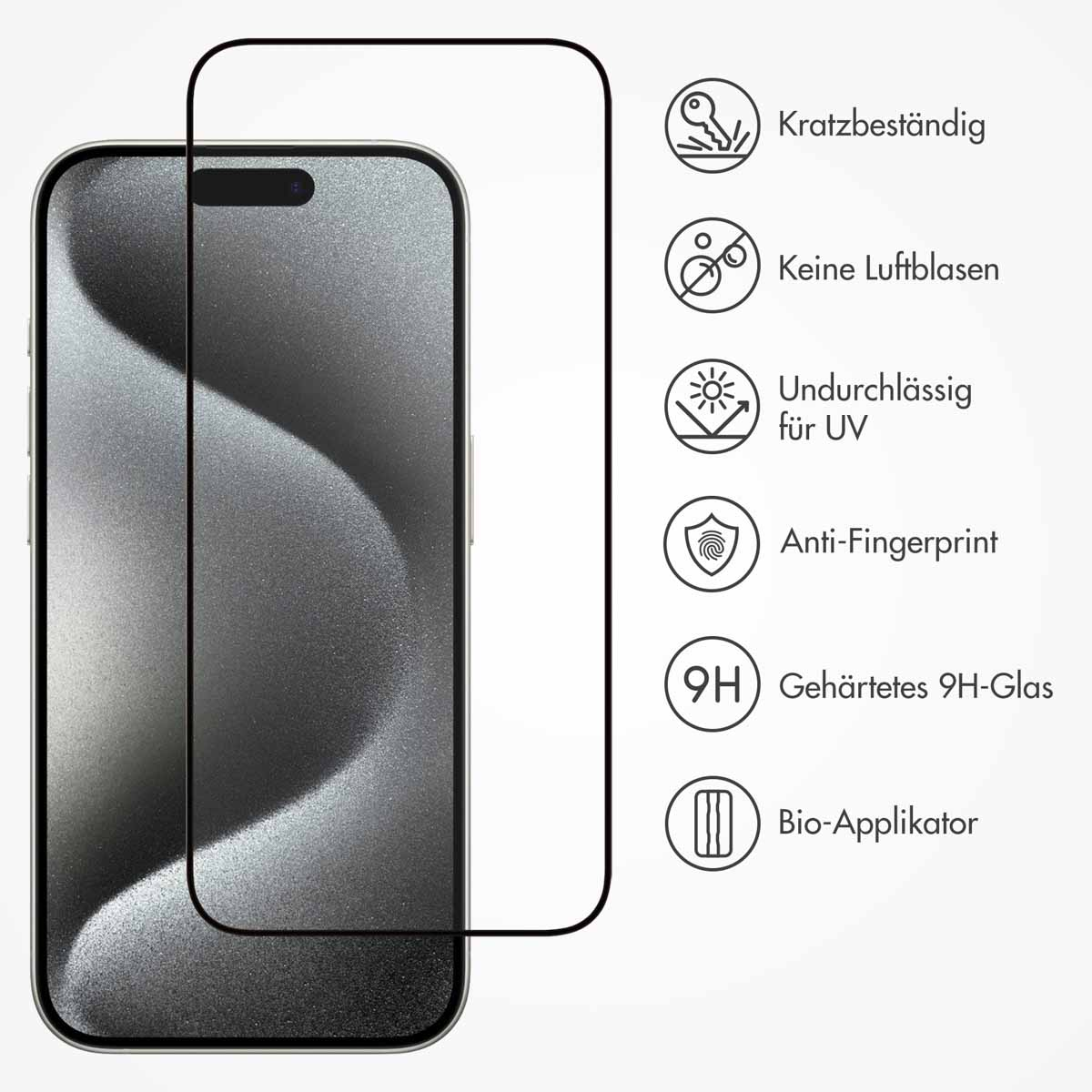 Accezz Gehard Glas Full Cover Screenprotector met applicator Apple iPhone 15 Pro Max - Transparant