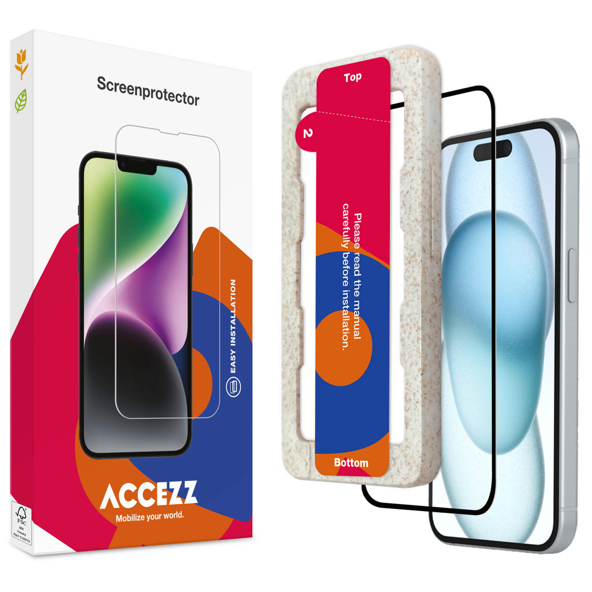 Accezz Gehard Glas Full Cover Screenprotector met applicator Apple iPhone 15 Plus - Transparant