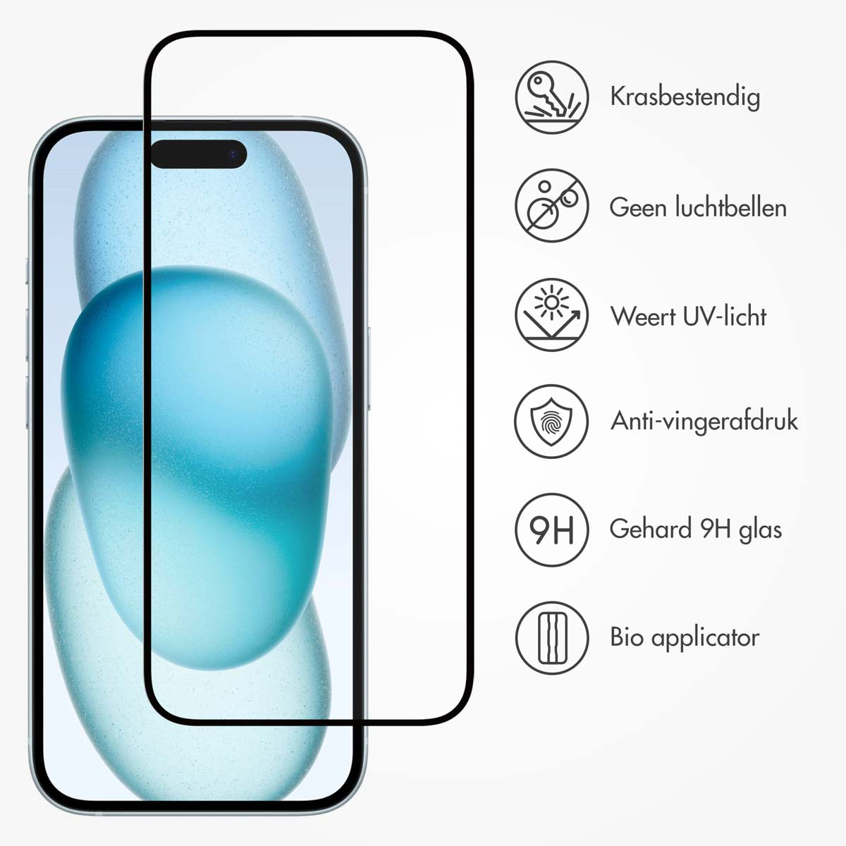 Accezz Gehard Glas Full Cover Screenprotector met applicator Apple iPhone 15 Plus - Transparant