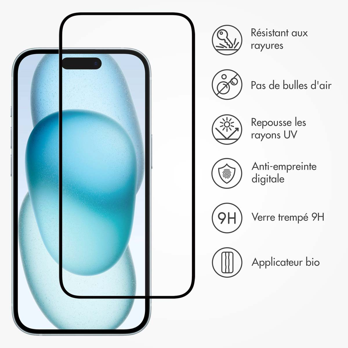 Accezz Gehard Glas Full Cover Screenprotector met applicator Apple iPhone 15 Plus - Transparant