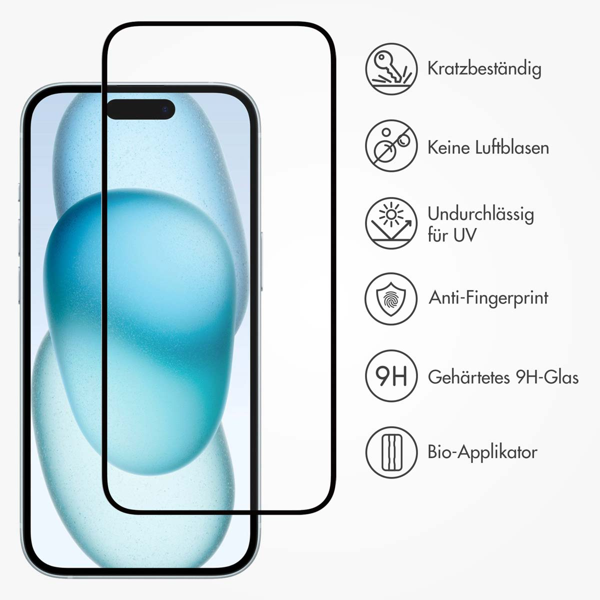 Accezz Gehard Glas Full Cover Screenprotector met applicator Apple iPhone 15 Plus - Transparant