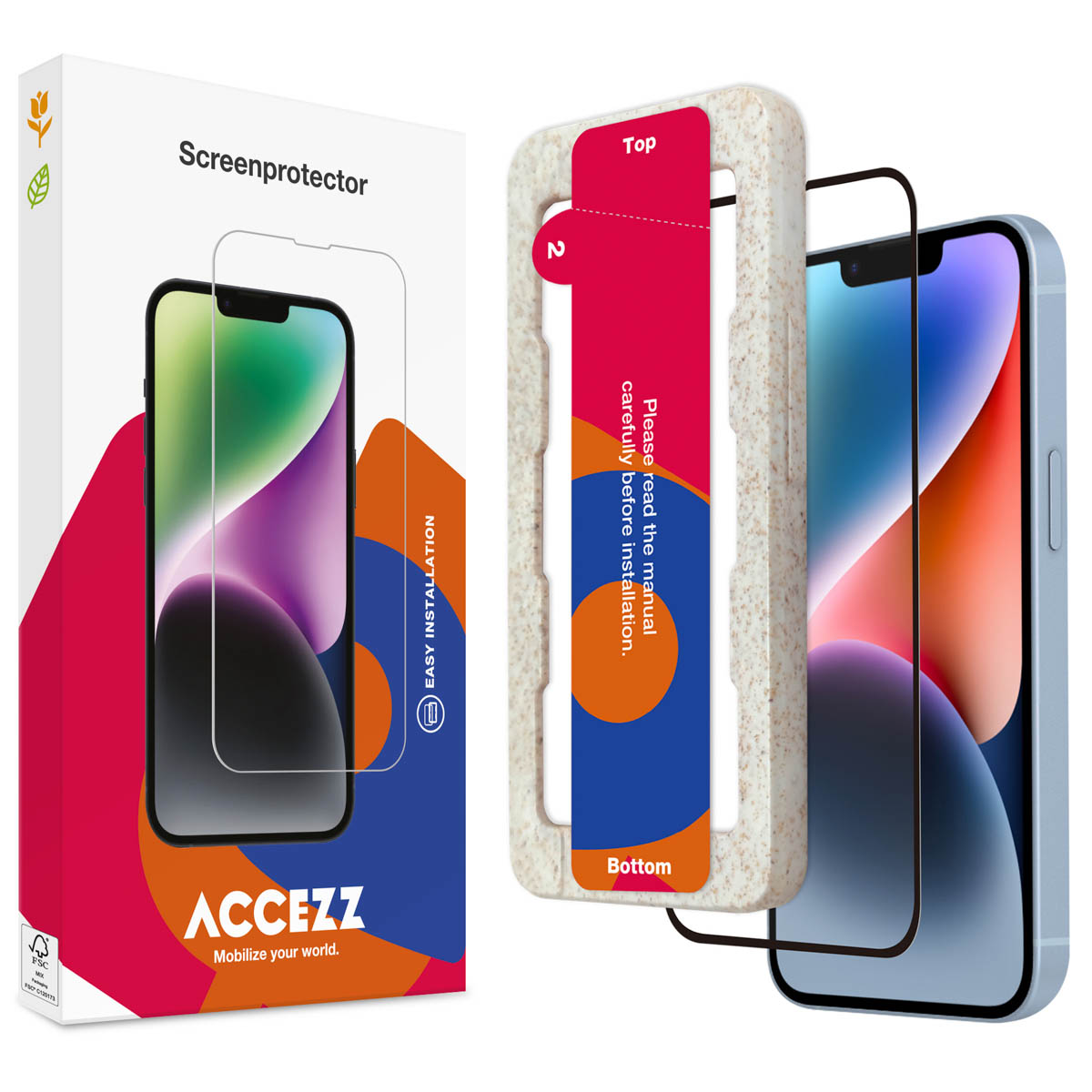 Accezz Gehard Glas Full Cover Screenprotector met applicator Apple iPhone 13 / 13 Pro / 14 / 16e