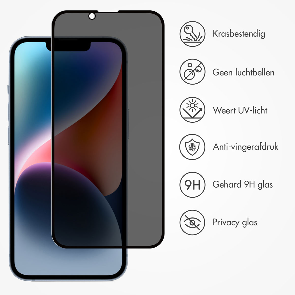 Accezz Gehard Glas Privacy Screenprotector Apple iPhone 13 / 13 Pro / 14 / 16e