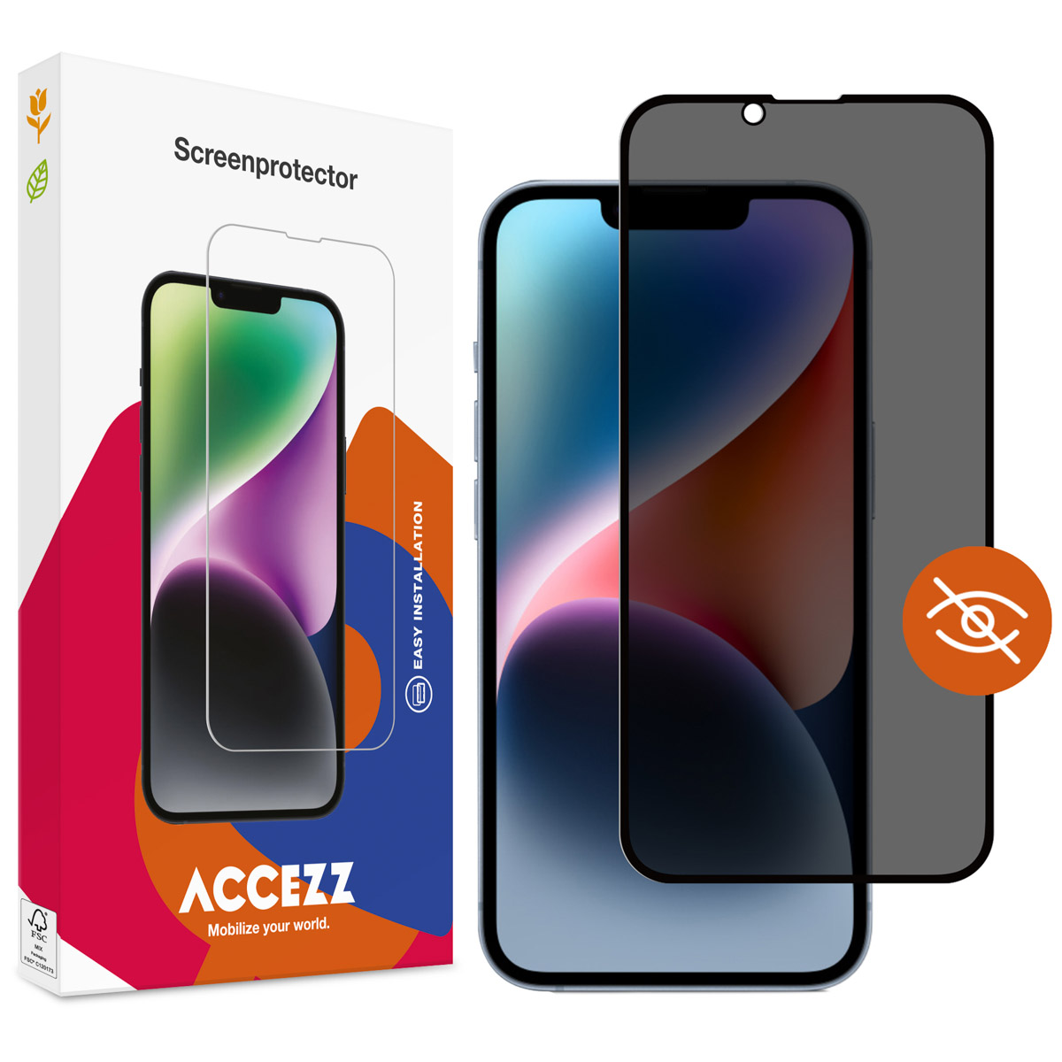 Accezz Gehard Glas Privacy Screenprotector Apple iPhone 13 / 13 Pro / 14 / 16e