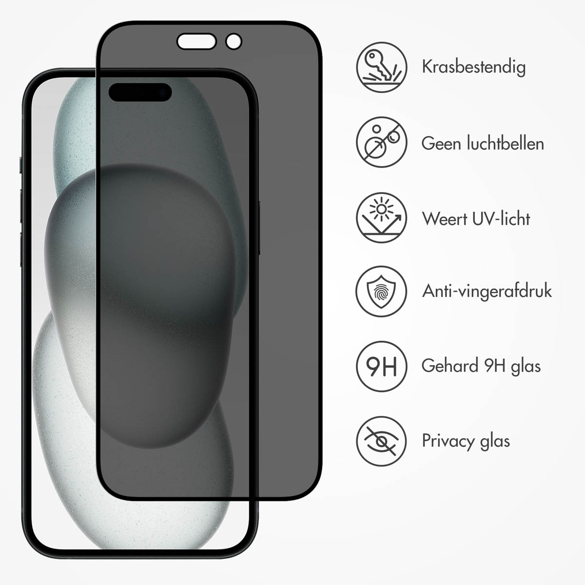 Accezz Gehard Glas Privacy Screenprotector Apple iPhone 14 Pro / 15 / 16