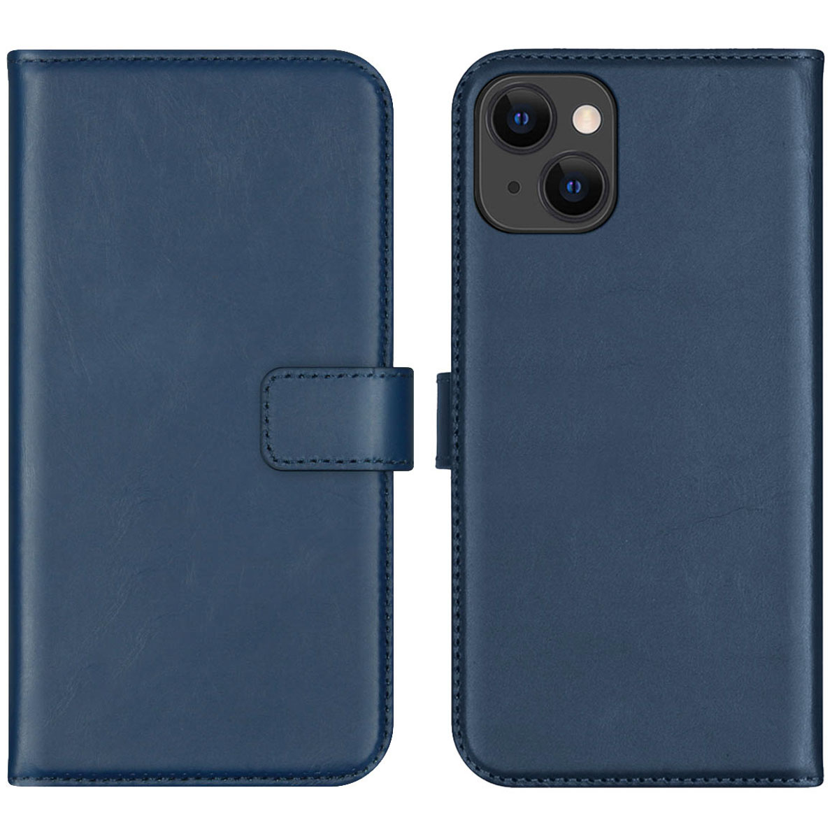 Selencia Echt Lederen Bookcase Apple iPhone 13 - Blauw