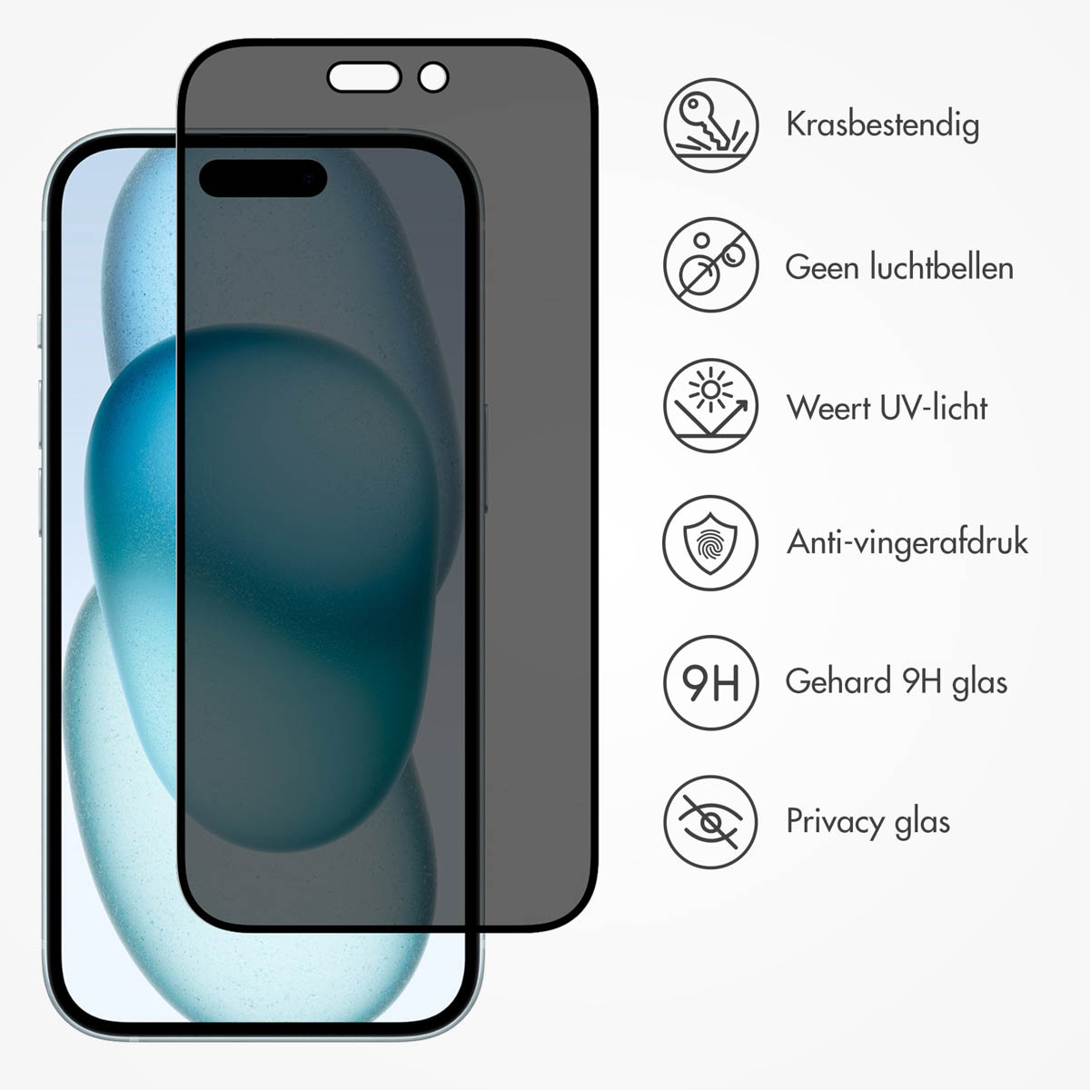 Accezz Gehard Glas Privacy Screenprotector Apple iPhone 14 Pro Max / 15 Plus / 16 Plus