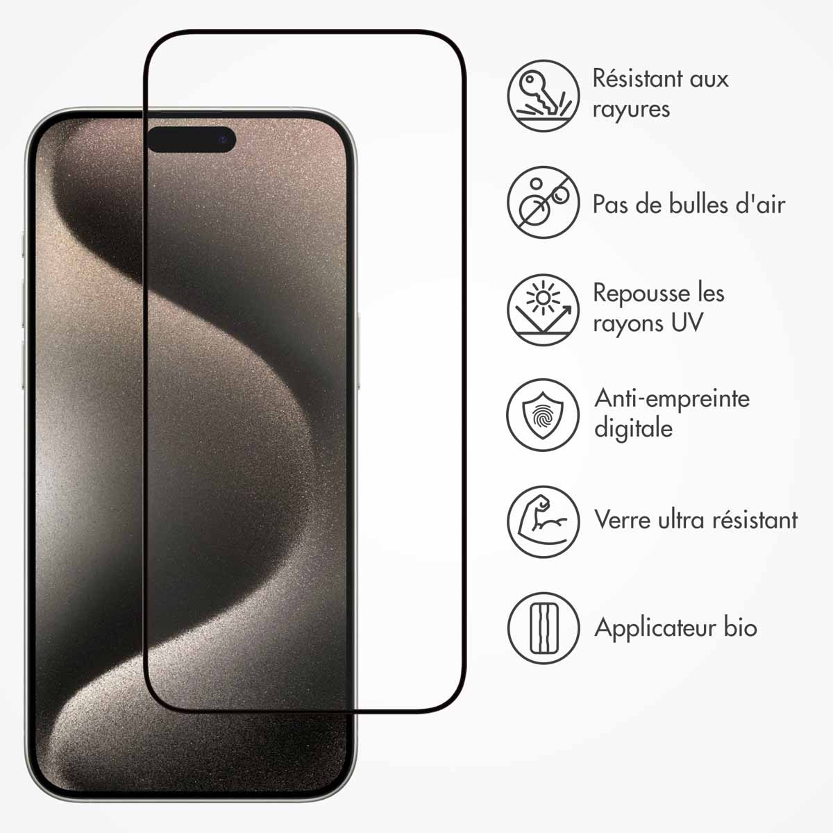 Accezz Triple Strong Full Cover Glas Screenprotector met applicator Apple iPhone 15 Pro - Transparant