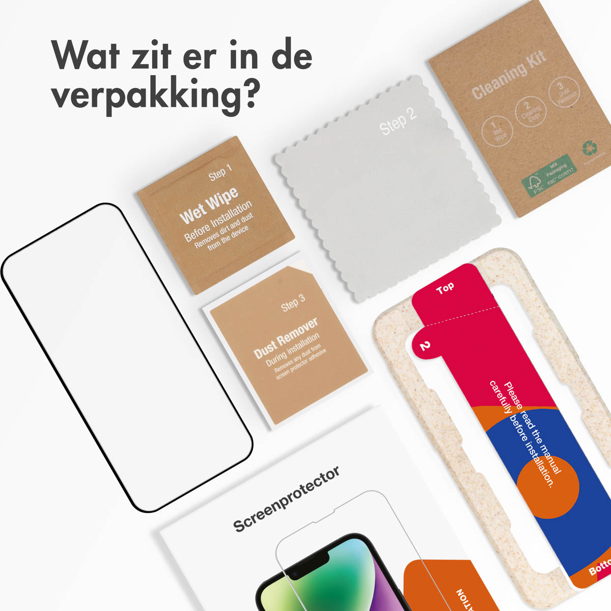 Accezz Triple Strong Full Cover Glas Screenprotector met applicator Apple iPhone 15 Pro - Transparant