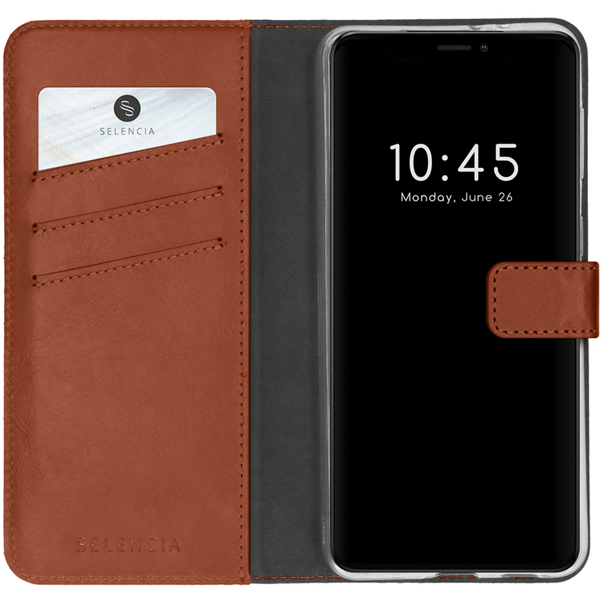 Selencia Echt Lederen Bookcase Apple iPhone 13 - Lichtbruin
