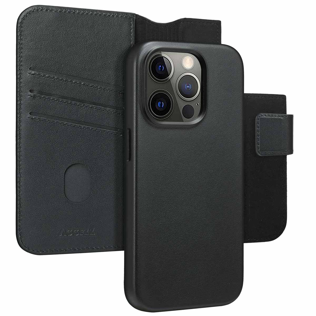 Accezz Leather Bookcase 2-in-1 met MagSafe Apple iPhone 15 Pro - Onyx Black