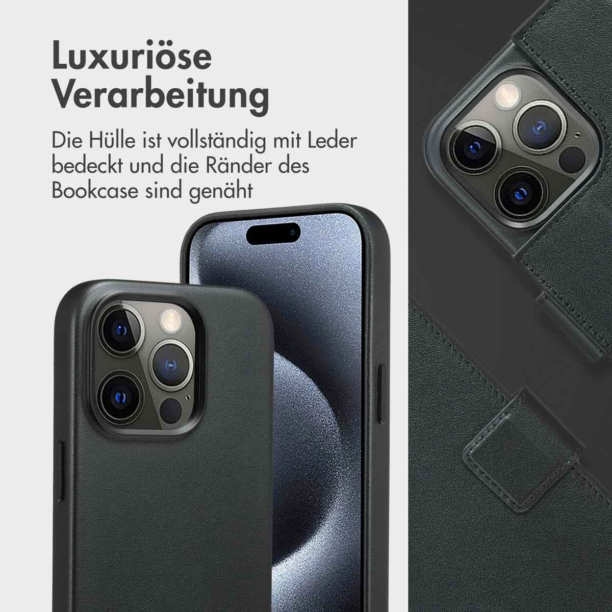 Accezz Leather Bookcase 2-in-1 met MagSafe Apple iPhone 15 Pro - Onyx Black