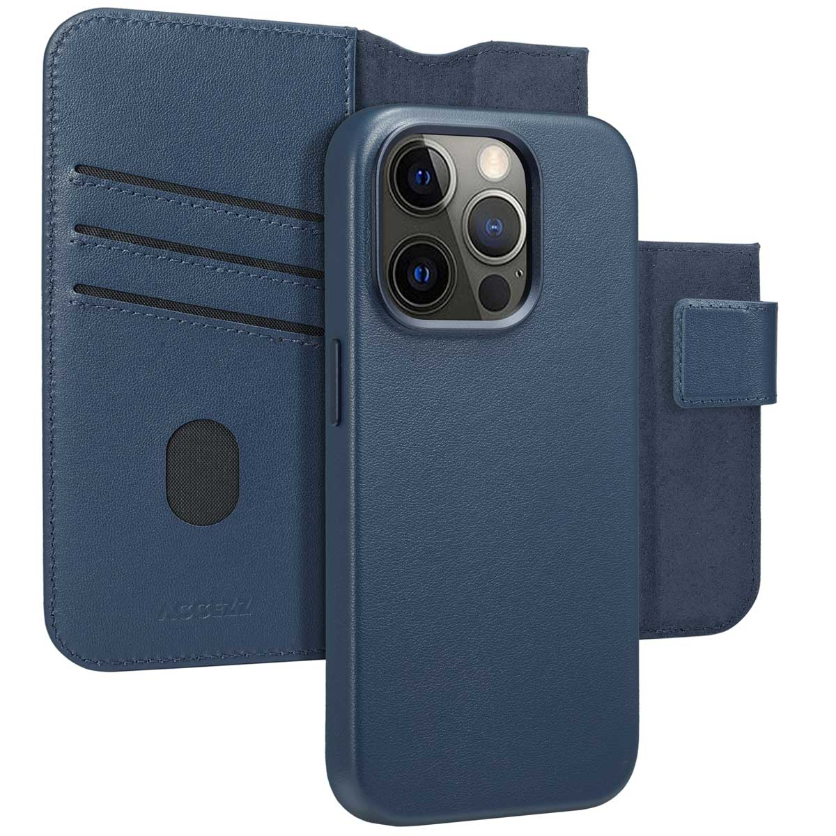 Accezz Leather Bookcase 2-in-1 met MagSafe Apple iPhone 15 Pro - Nightfall Blue