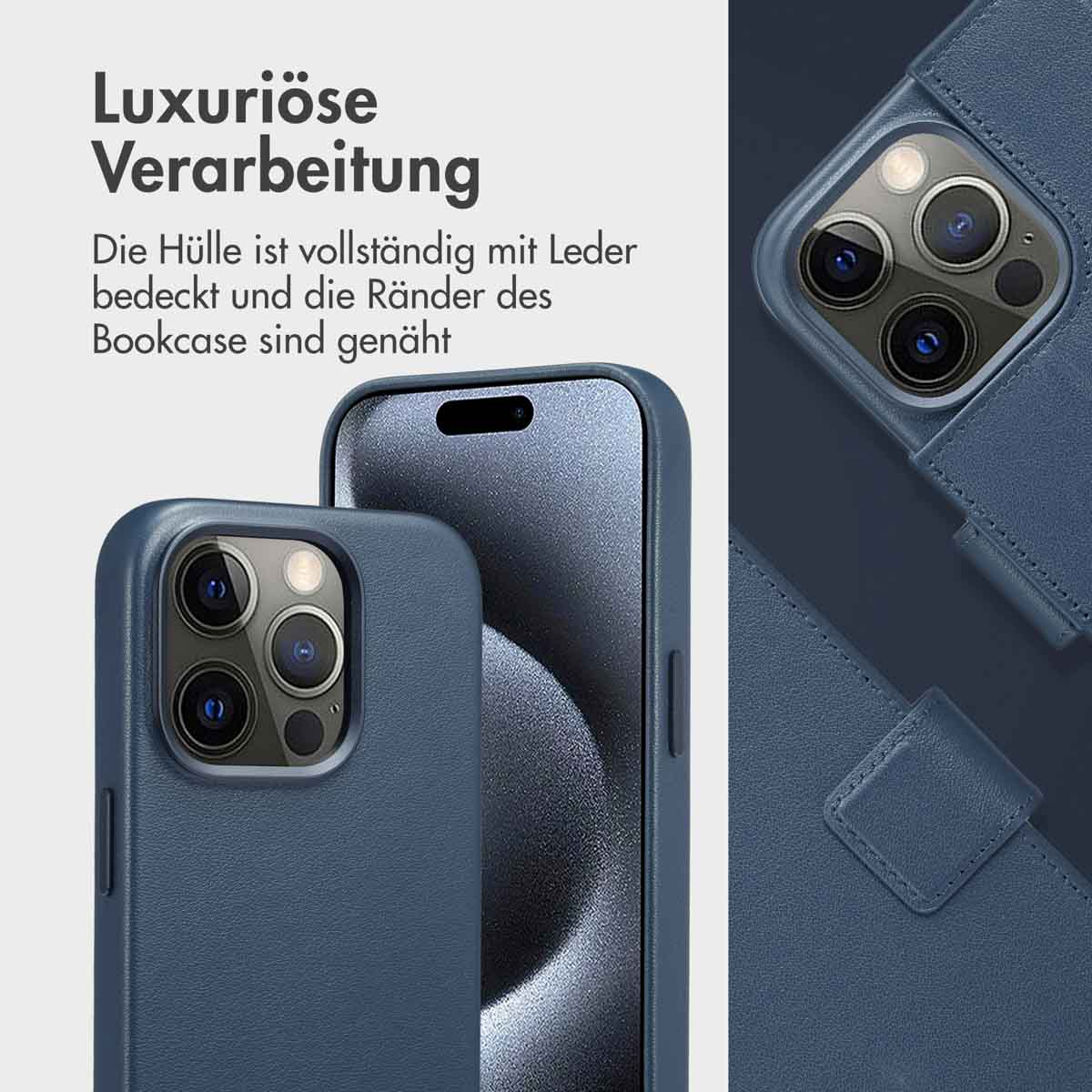 Accezz Leather Bookcase 2-in-1 met MagSafe Apple iPhone 15 Pro - Nightfall Blue