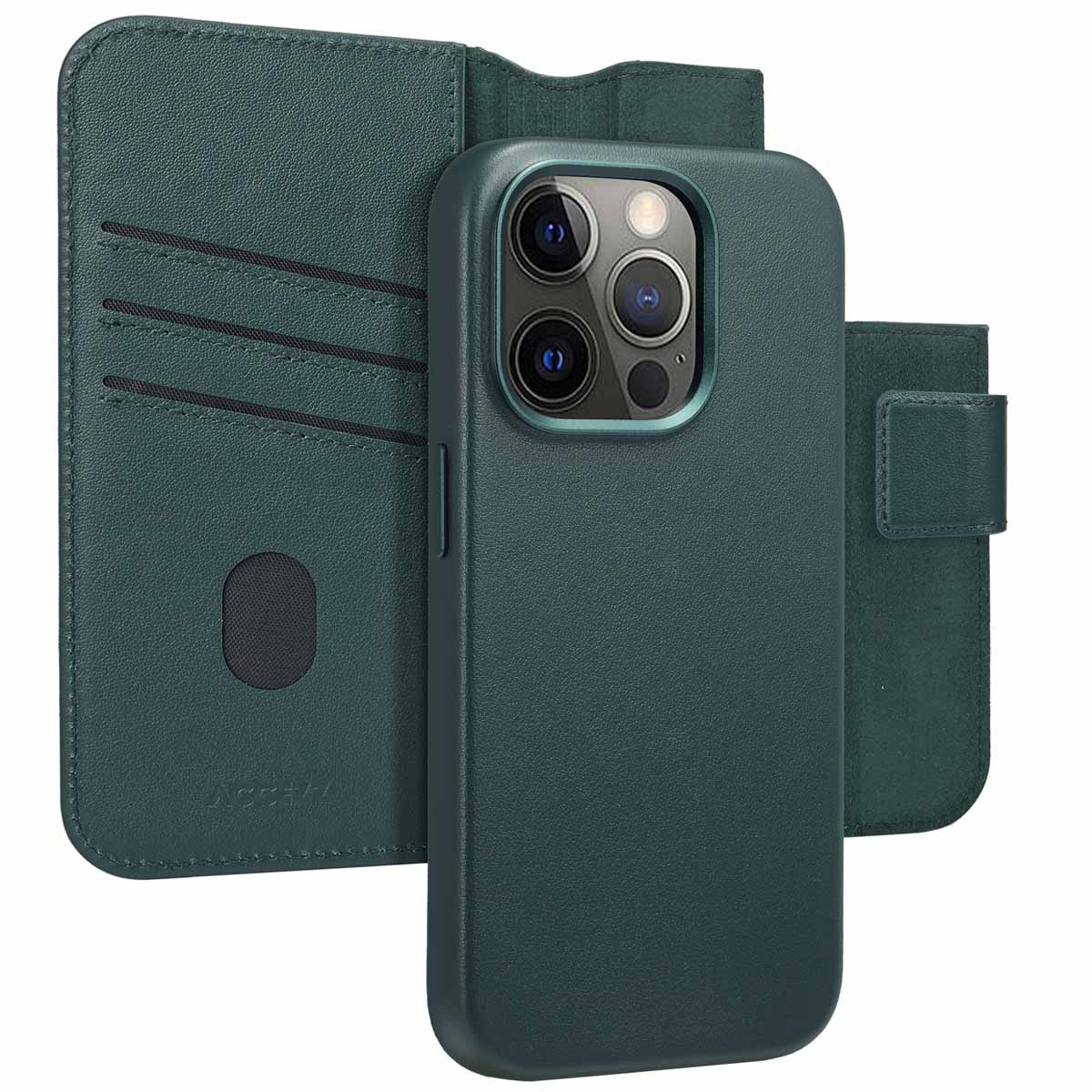 Accezz Leather Bookcase 2-in-1 met MagSafe Apple iPhone 15 Pro - Cedar Green