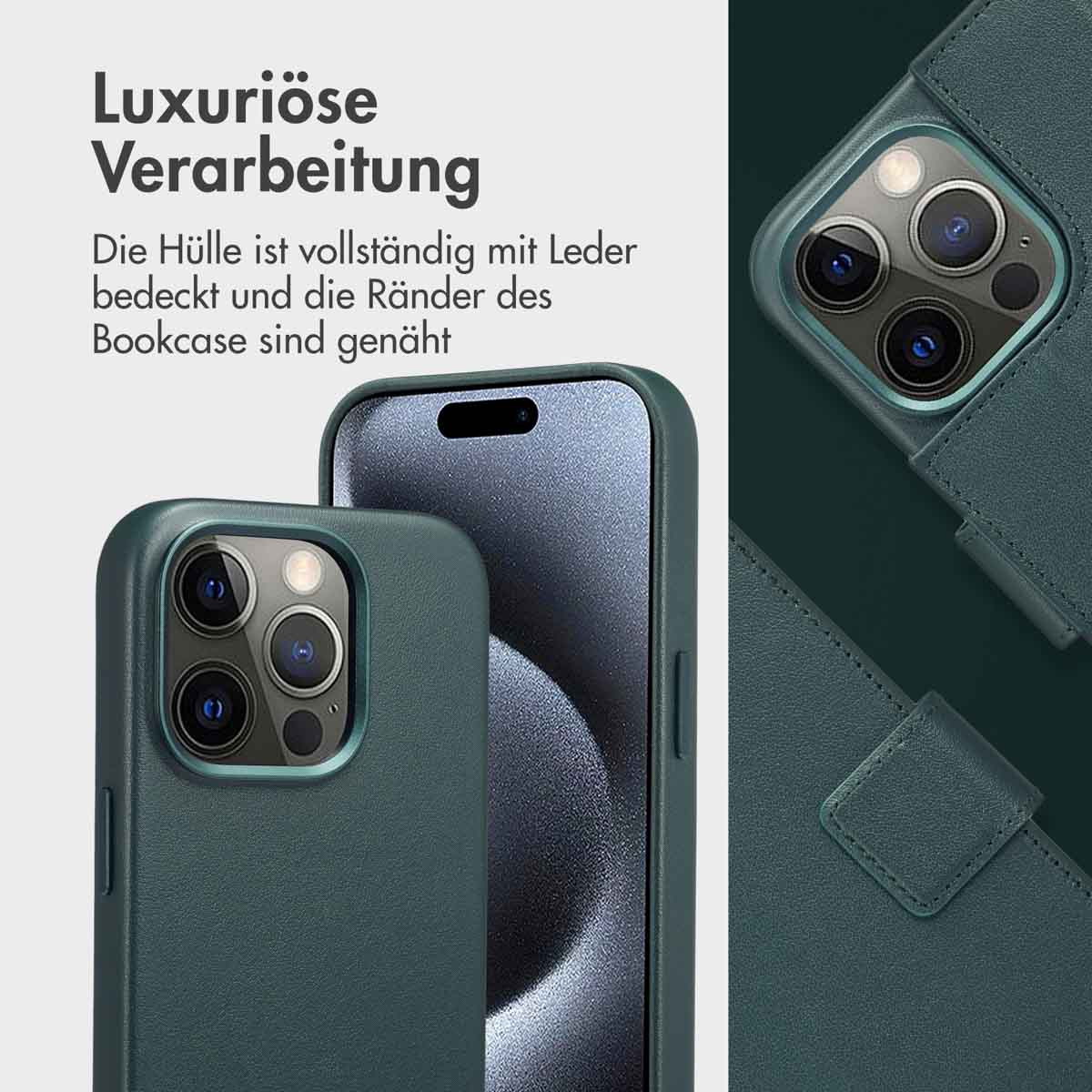 Accezz Leather Bookcase 2-in-1 met MagSafe Apple iPhone 15 Pro - Cedar Green