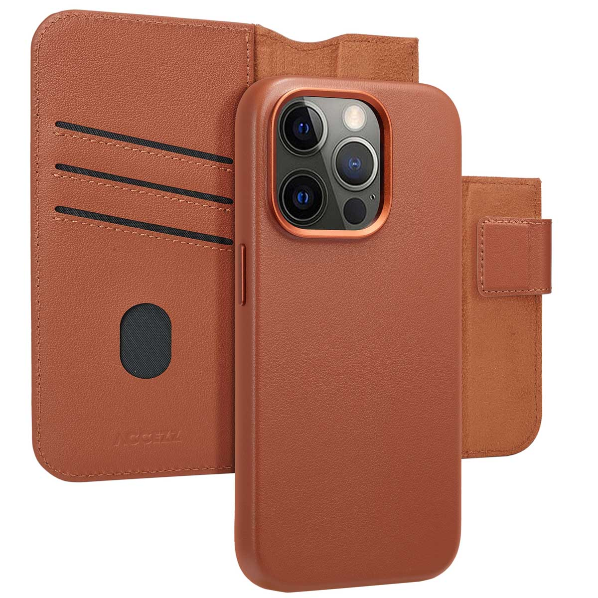 Accezz Leather Bookcase 2-in-1 met MagSafe Apple iPhone 15 Pro - Sienna Brown