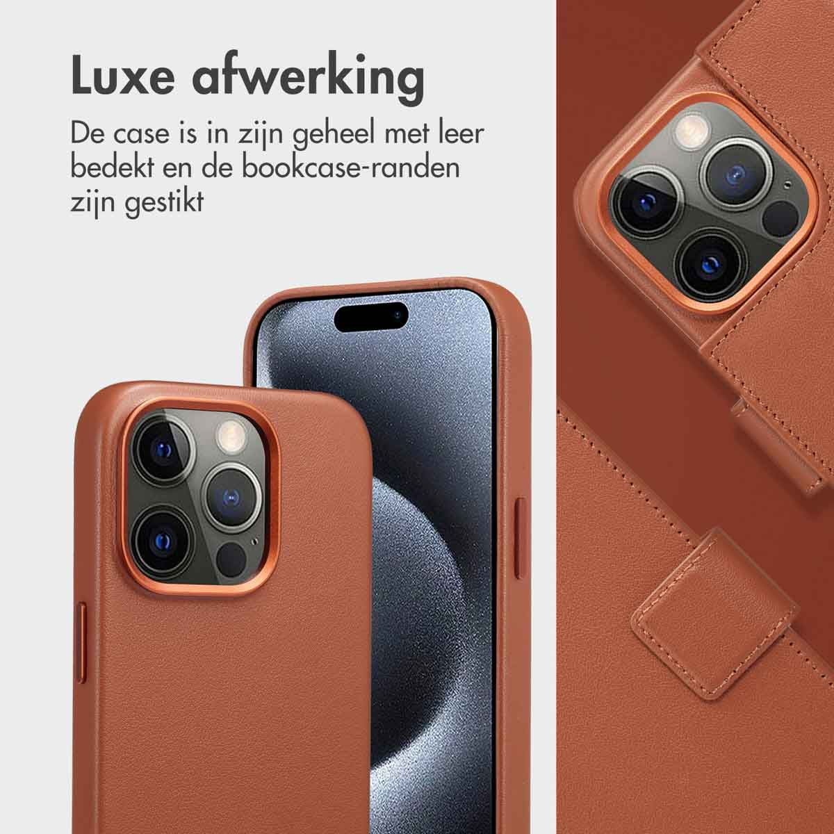 Accezz Leather Bookcase 2-in-1 met MagSafe Apple iPhone 15 Pro - Sienna Brown
