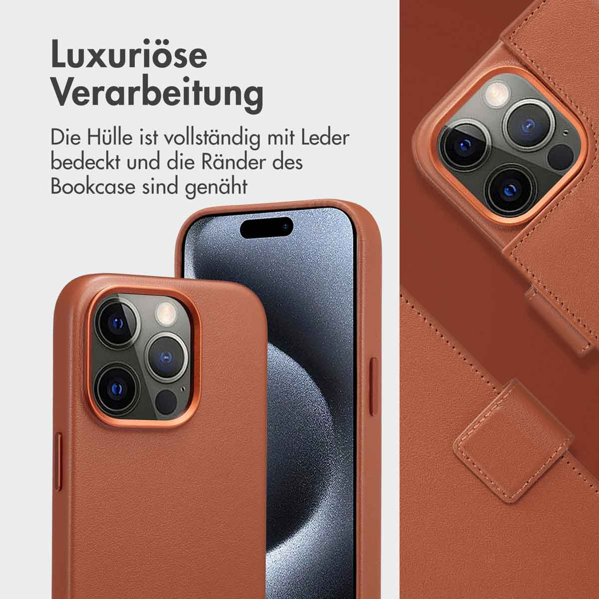 Accezz Leather Bookcase 2-in-1 met MagSafe Apple iPhone 15 Pro - Sienna Brown