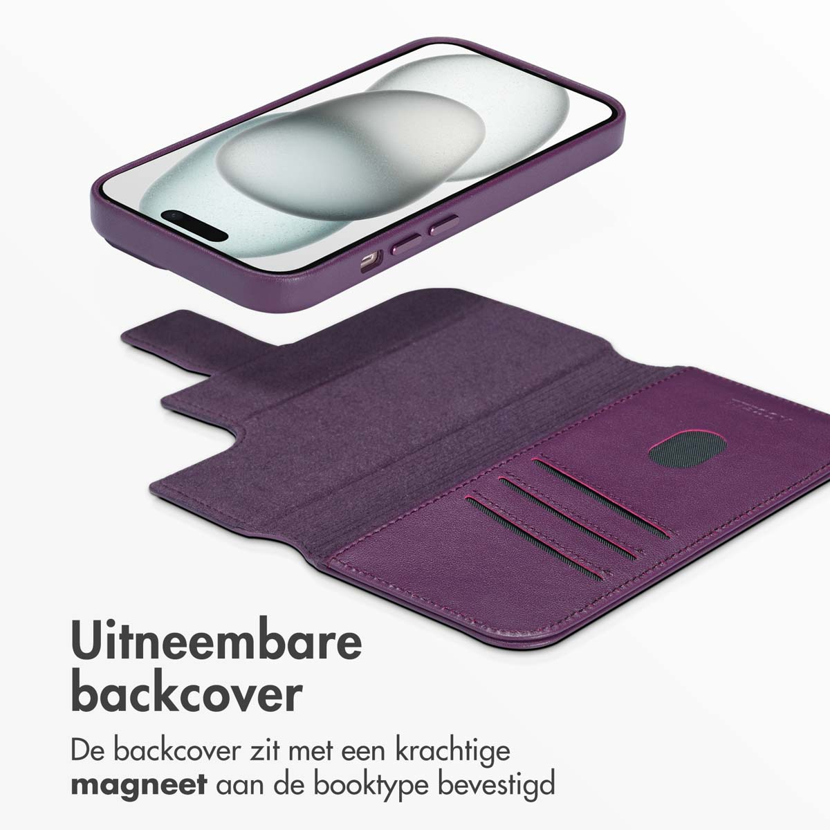 Accezz Leather Bookcase 2-in-1 met MagSafe Apple iPhone 15 - Heath Purple