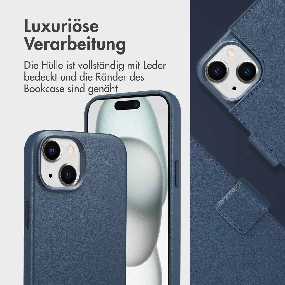 Accezz Leather Bookcase 2-in-1 met MagSafe Apple iPhone 15 - Nightfall Blue