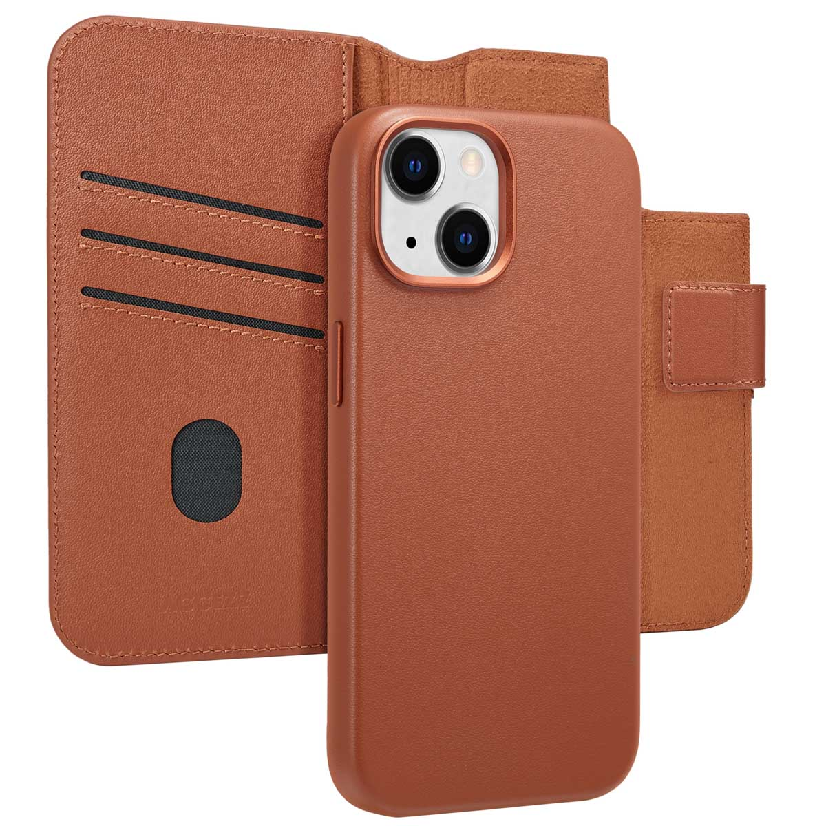 Accezz Leather Bookcase 2-in-1 met MagSafe Apple iPhone 15 - Sienna Brown