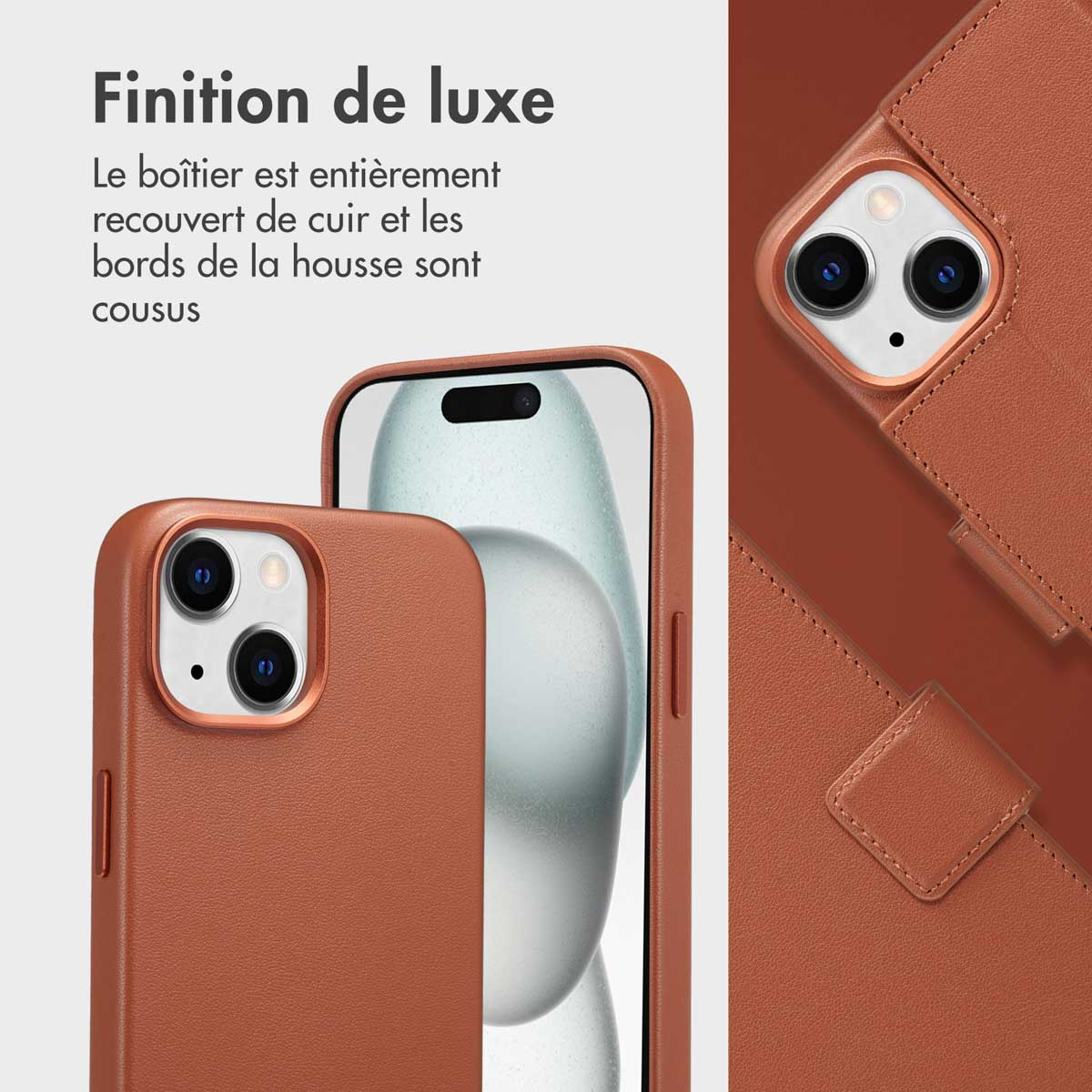 Accezz Leather Bookcase 2-in-1 met MagSafe Apple iPhone 15 - Sienna Brown
