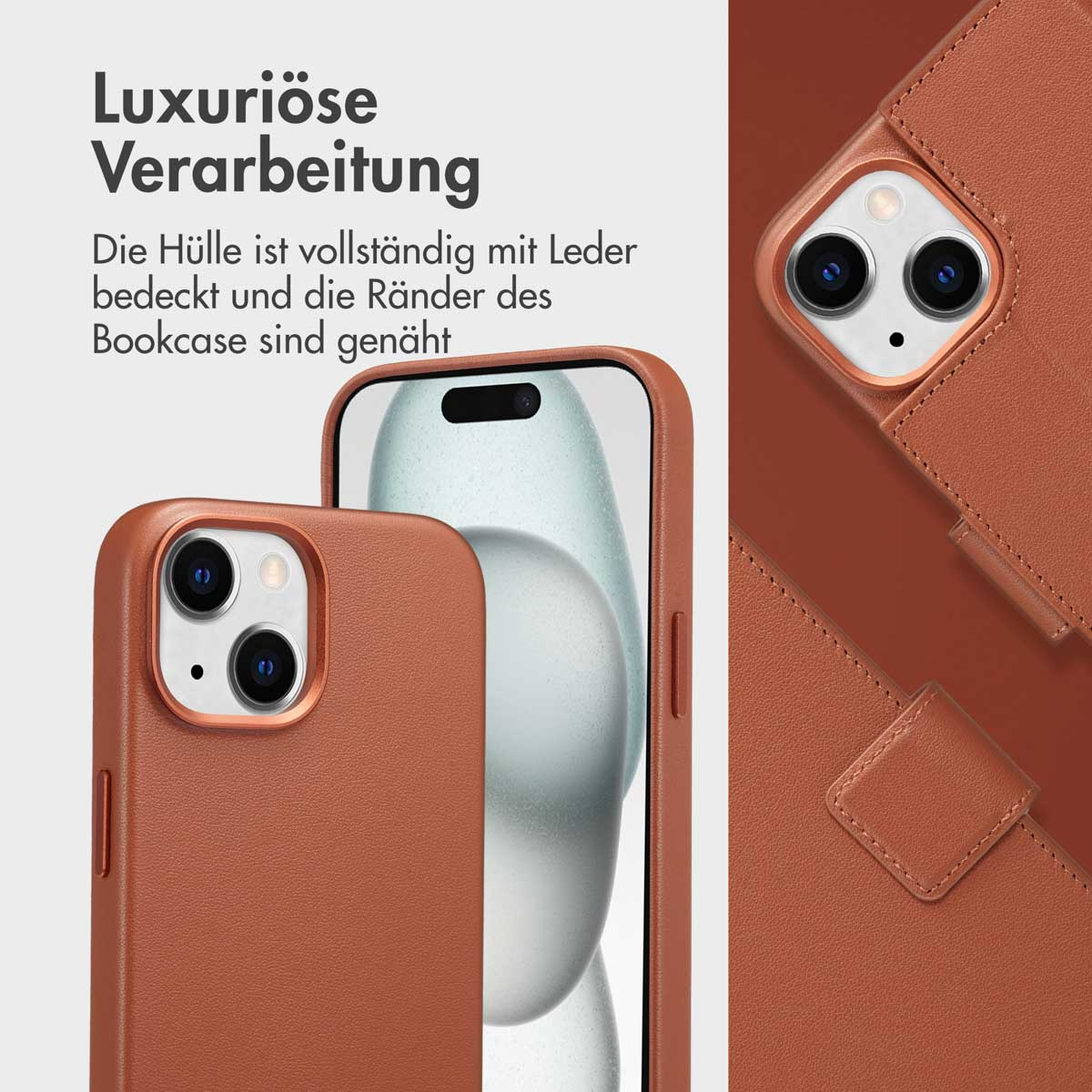 Accezz Leather Bookcase 2-in-1 met MagSafe Apple iPhone 15 - Sienna Brown