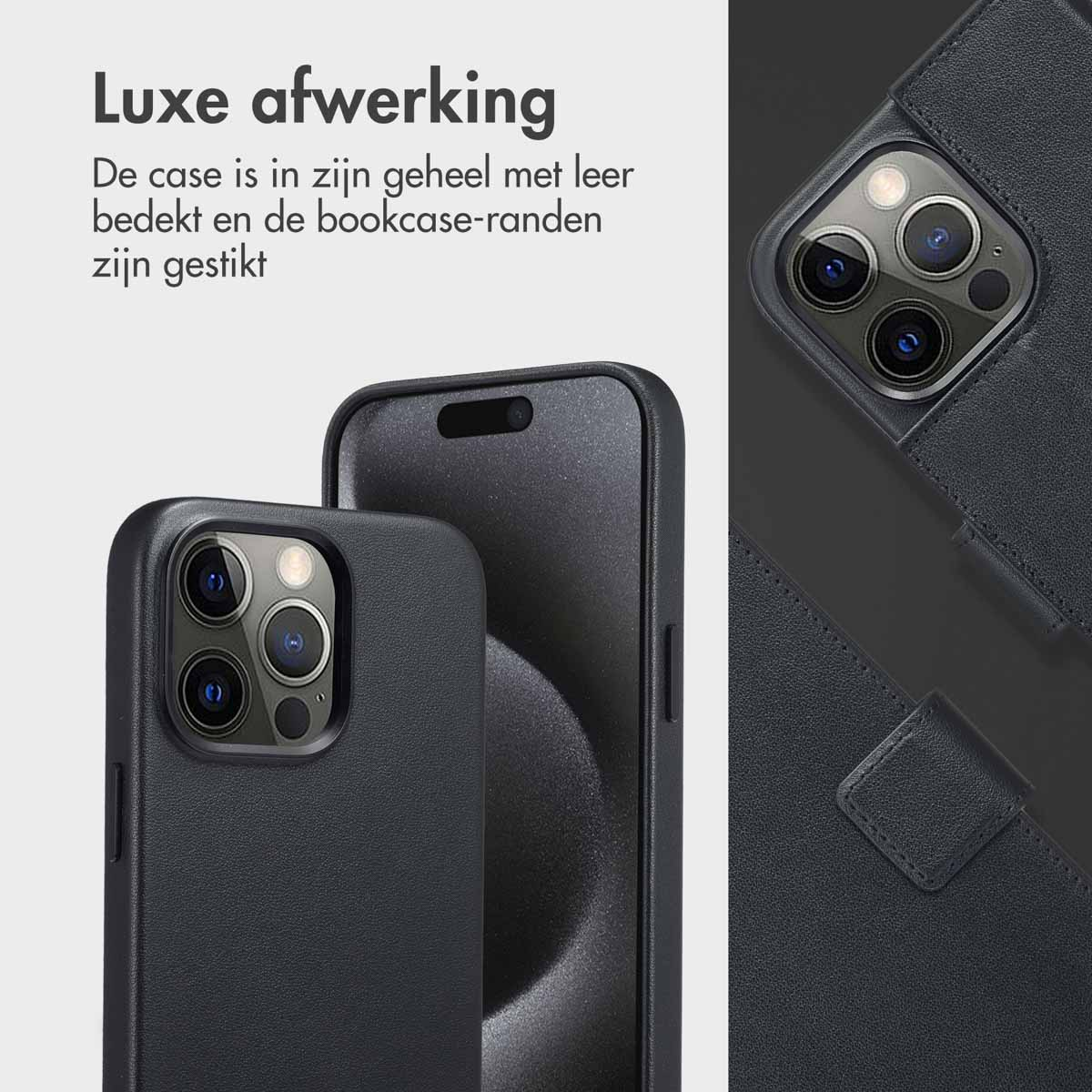 Accezz Leather Bookcase 2-in-1 met MagSafe Apple iPhone 15 Pro Max - Onyx Black