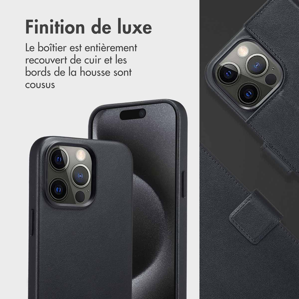 Accezz Leather Bookcase 2-in-1 met MagSafe Apple iPhone 15 Pro Max - Onyx Black