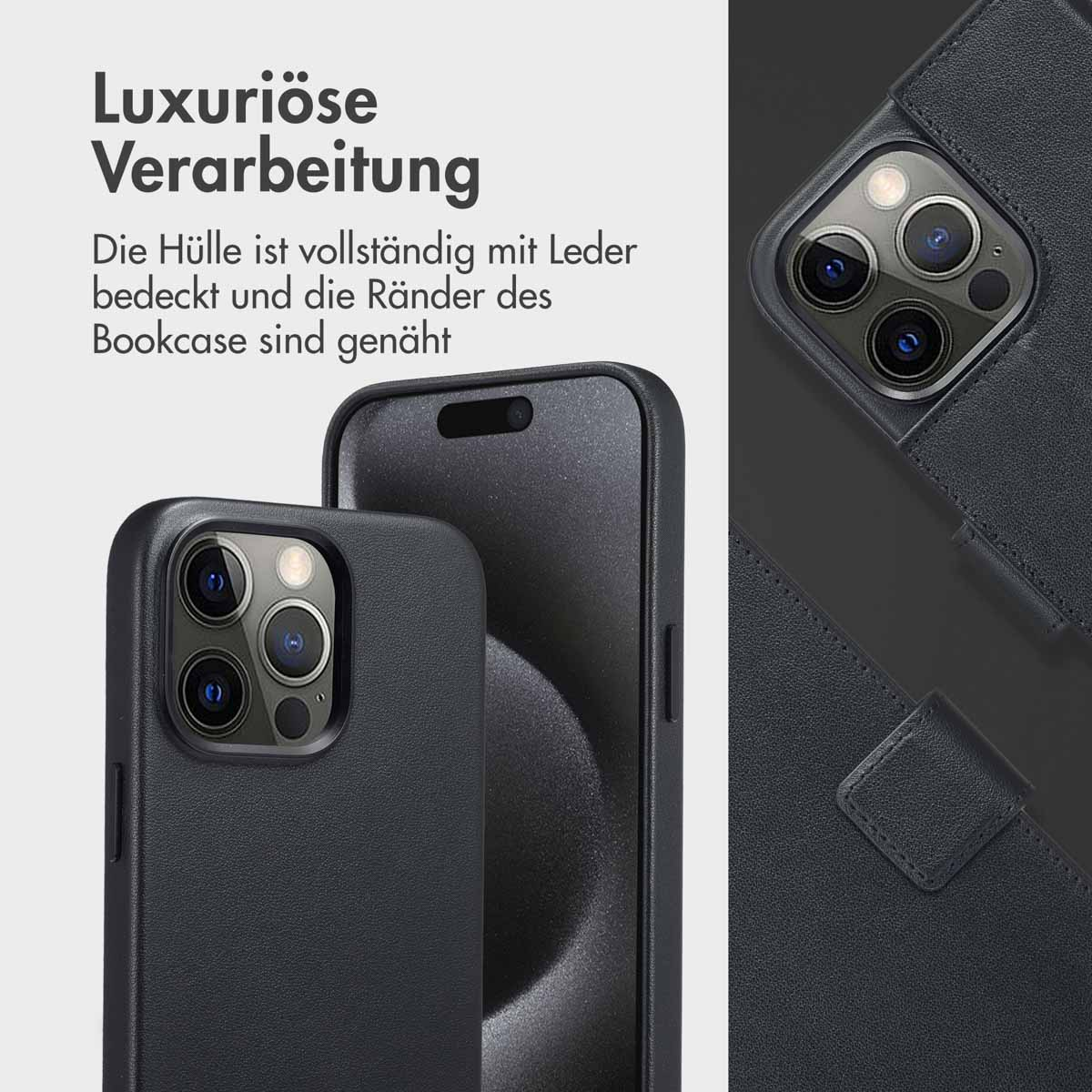 Accezz Leather Bookcase 2-in-1 met MagSafe Apple iPhone 15 Pro Max - Onyx Black