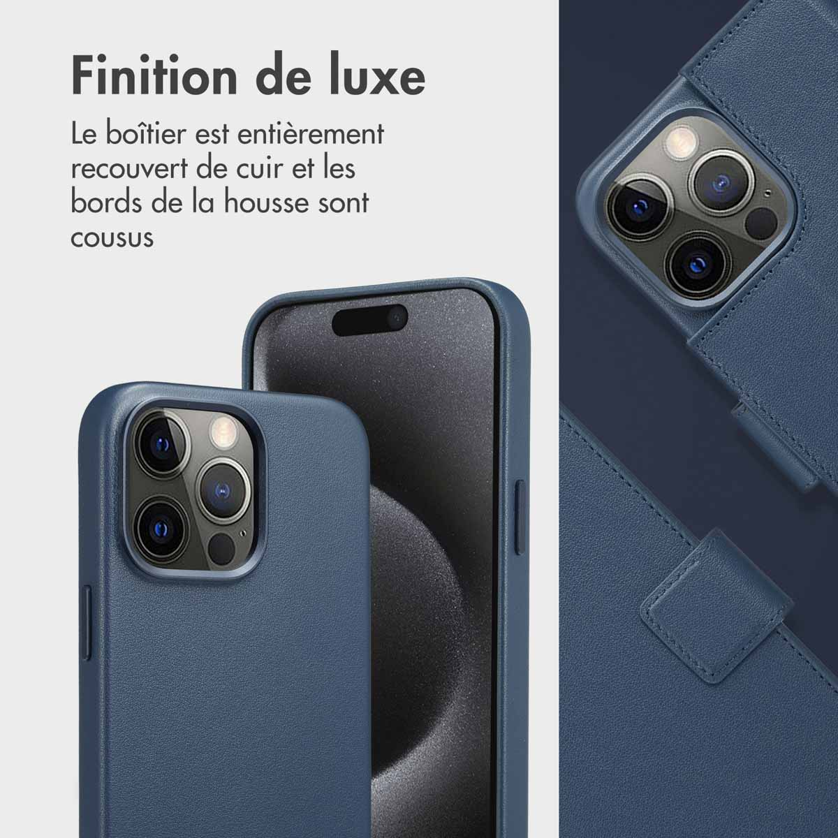 Accezz Leather Bookcase 2-in-1 met MagSafe Apple iPhone 15 Pro Max - Nightfall Blue