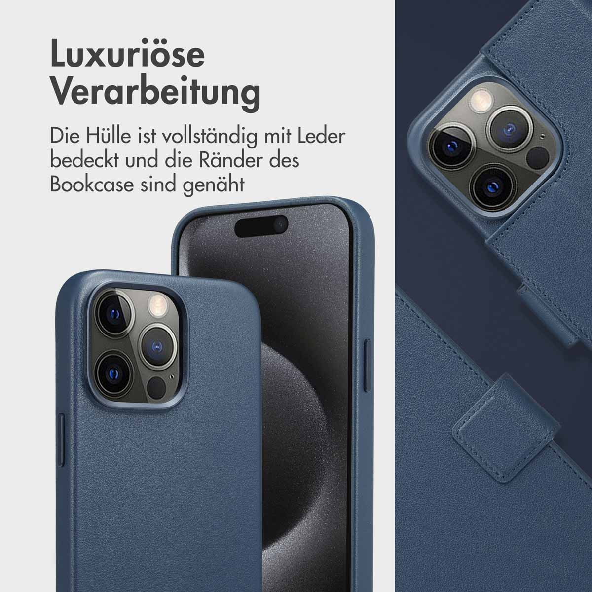 Accezz Leather Bookcase 2-in-1 met MagSafe Apple iPhone 15 Pro Max - Nightfall Blue