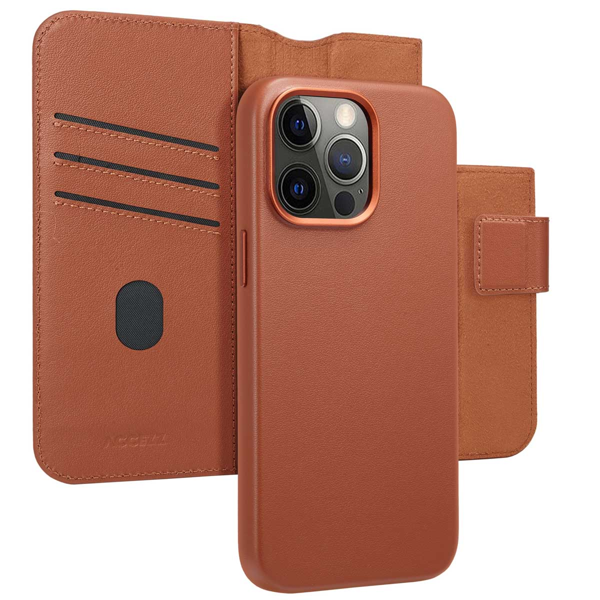 Accezz Leather Bookcase 2-in-1 met MagSafe Apple iPhone 15 Pro Max - Sienna Brown